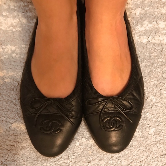 CHANEL Shoes - Chanel CC Quilted Cap-Toe Flats Size 40/10